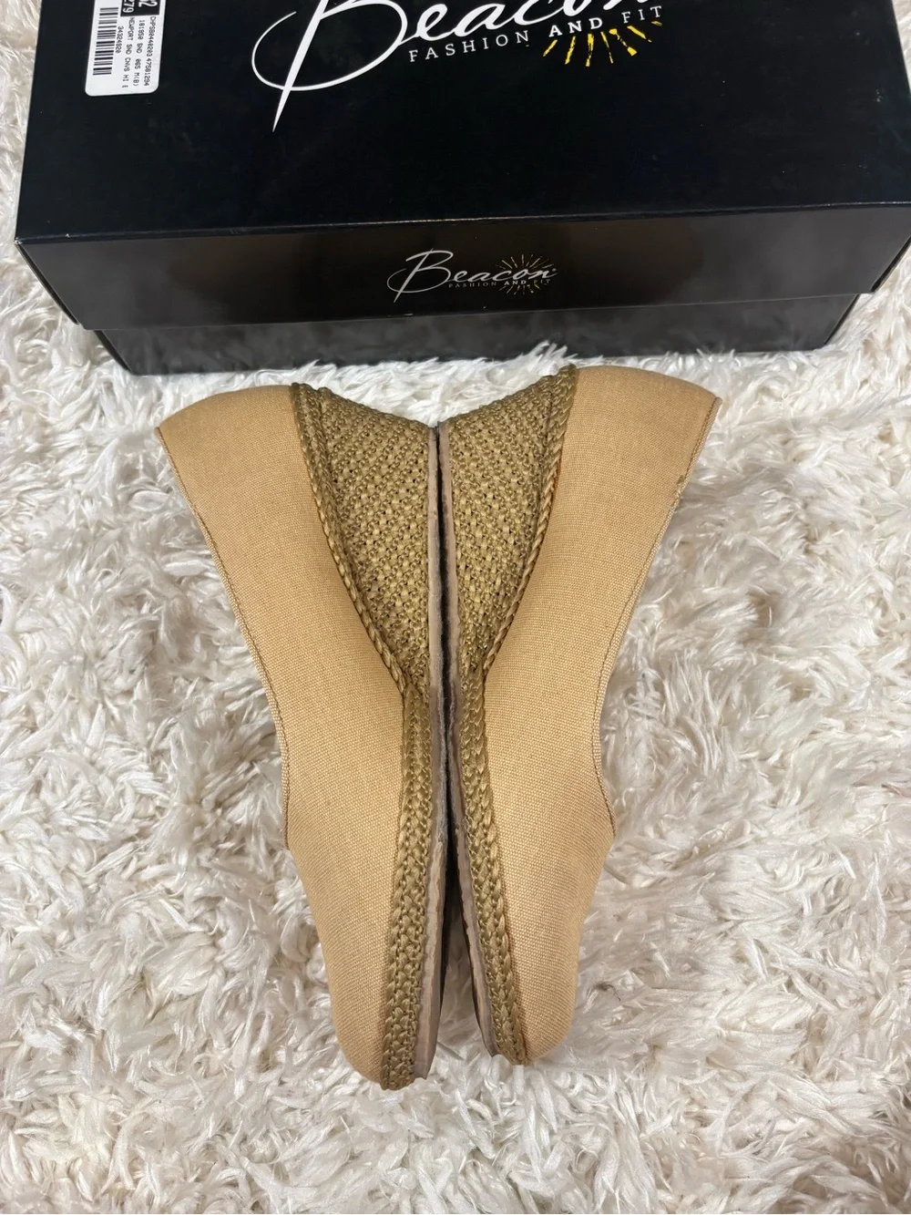 Beacon Tan Canvas Espadrille Wedges-like new in box-6.5